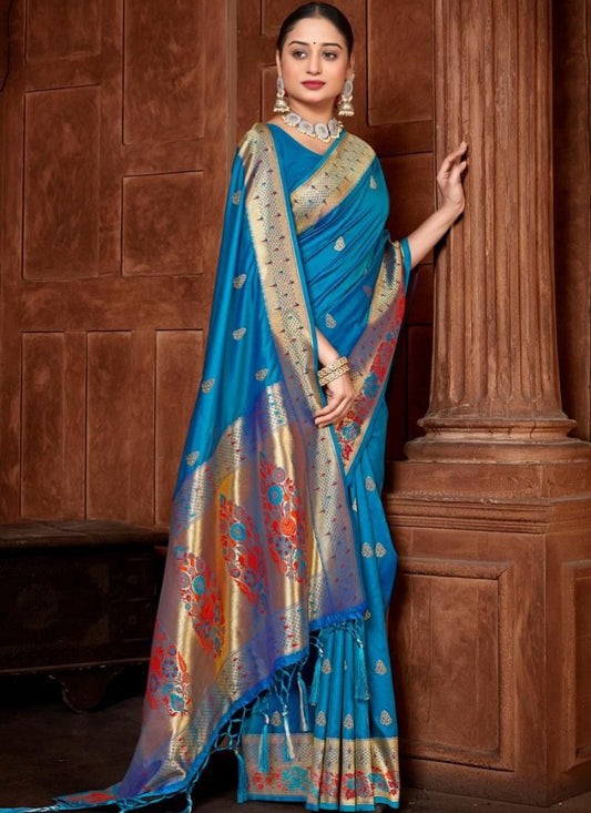 Blue Pure Banarasi Silk Saree