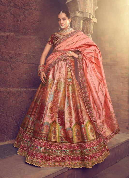 Pink Banarasi Silk Wedding Lehenga Choli