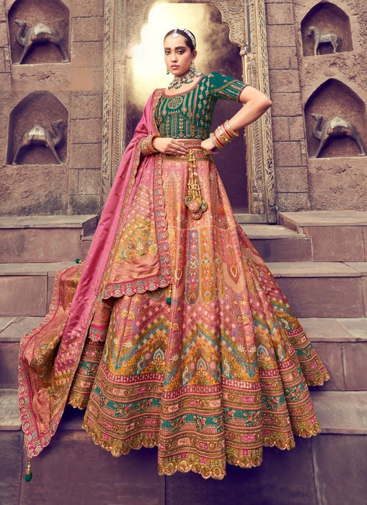 Multi Color Banarasi Silk Wedding Lehenga Choli