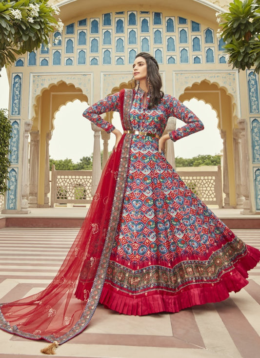 Multi Anarkali Gown with Pure Print and Handwork