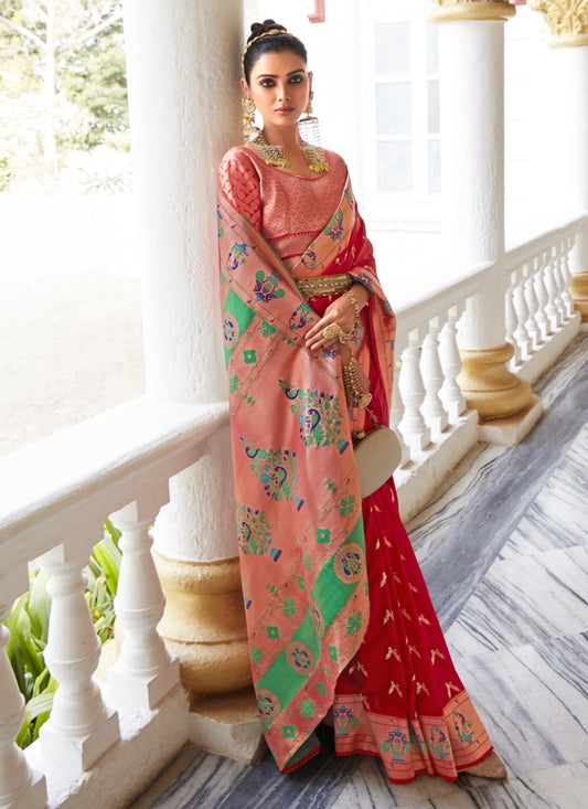 Red Silk Paithani Saree