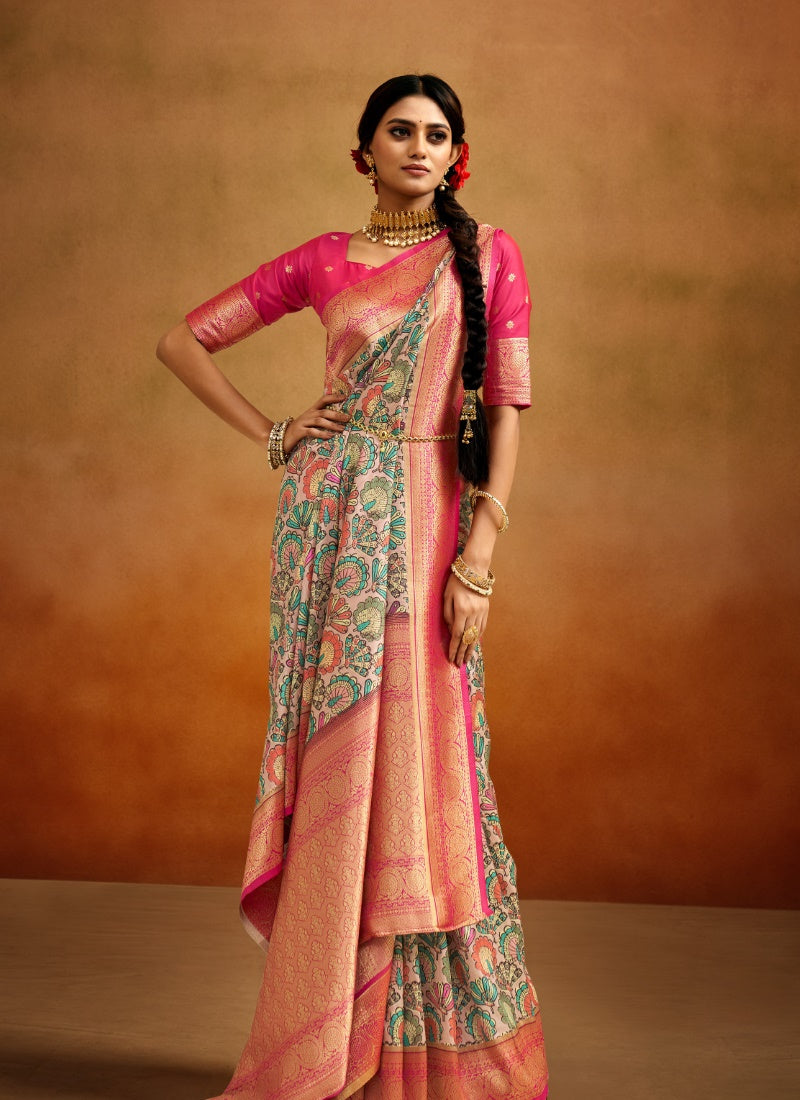 Light Pink Pure Banarasi Silk Saree-2