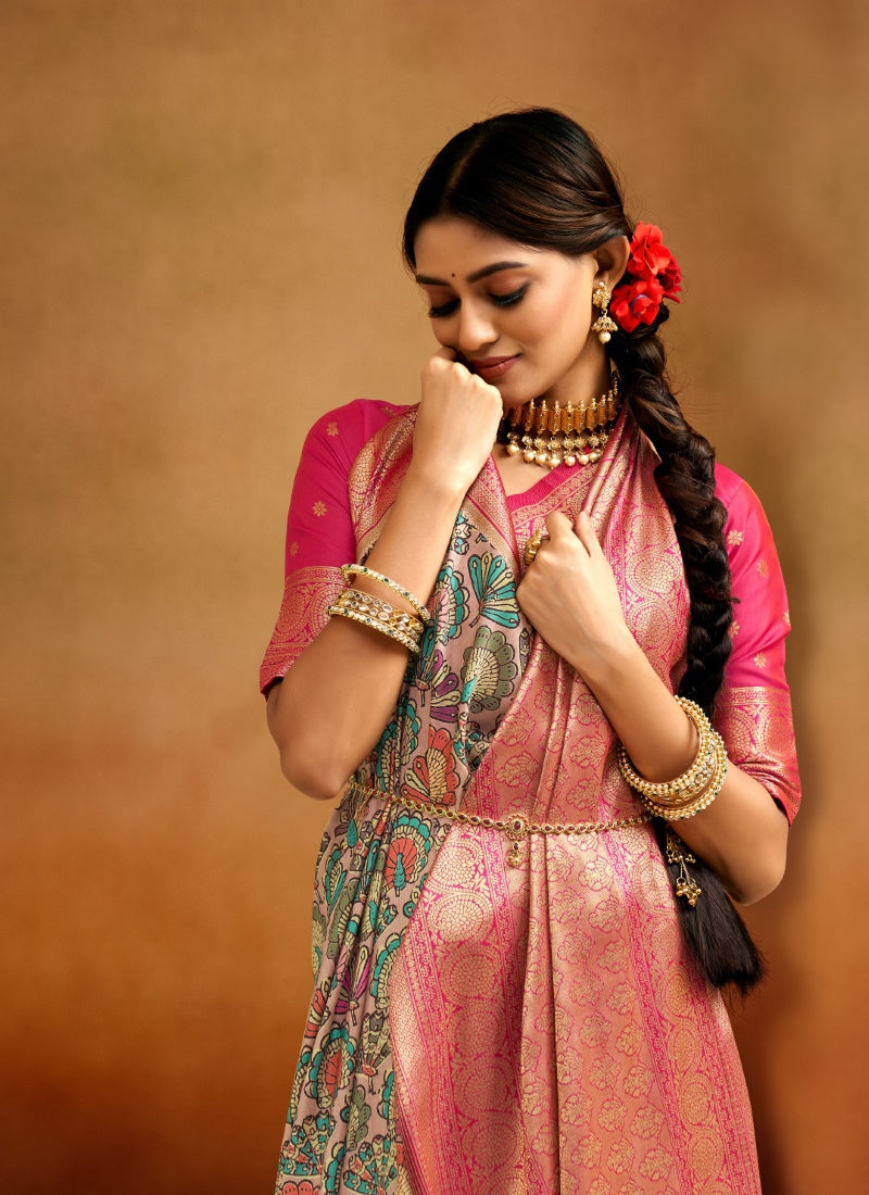 Light Pink Pure Banarasi Silk Saree-2