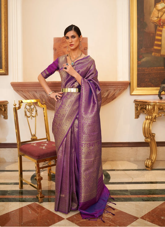 Purple Silk Handloom Saree