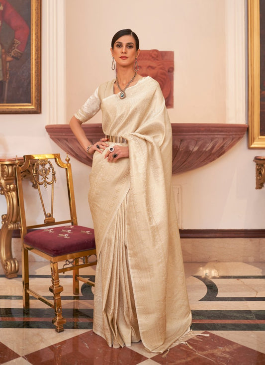 White Silk Handloom Saree