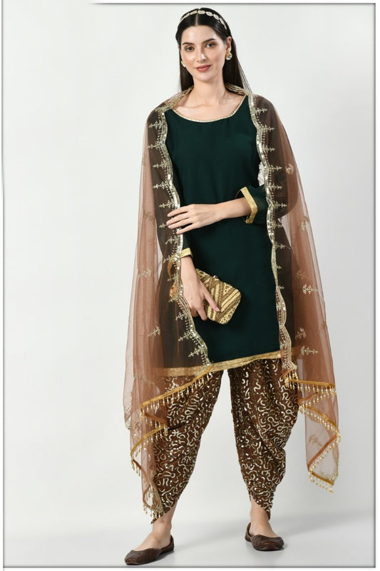 Black Georgette Patiala Punjabi Suit With Sequins Work