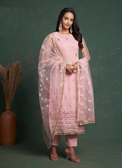 Pink Pant Style Straight Salwar Suit
