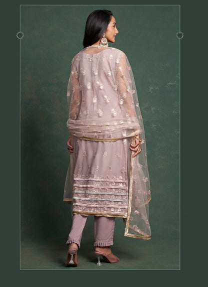 Light Pink Pant Style Straight Salwar Suit