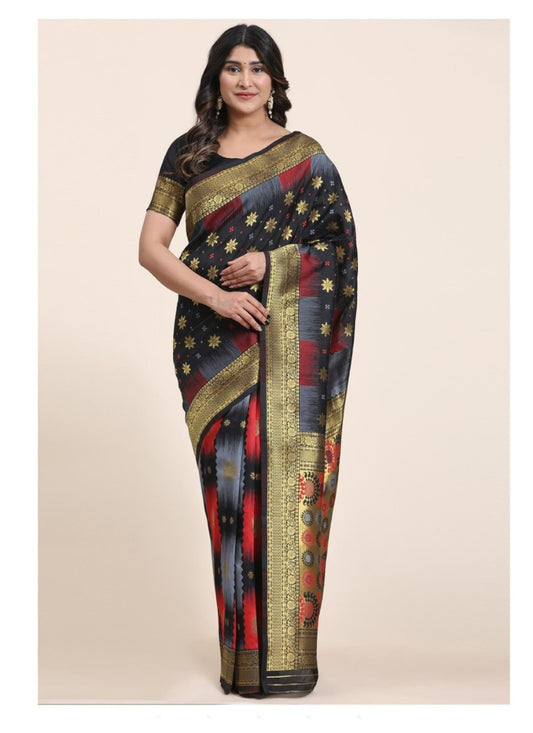 Black Banasari Silk Saree With Rich Embroidered Pallu