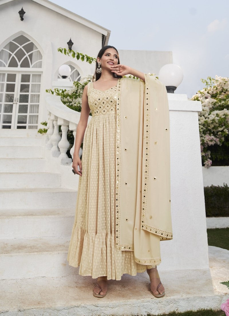 Yellow Georgette Palazzo Suit With Thread and Sequin Work