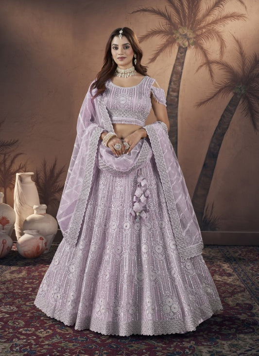 Light Purple Bridal Lehenga Choli With Heavy Embroidery Work