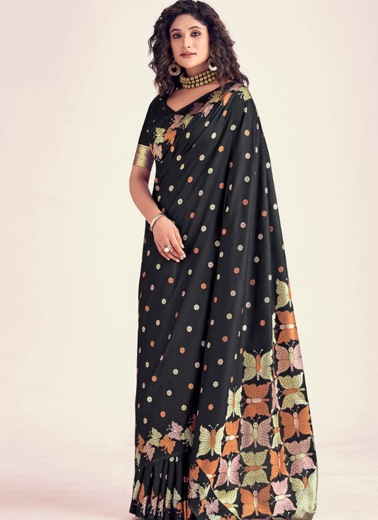 Black Banarasi Silk Saree