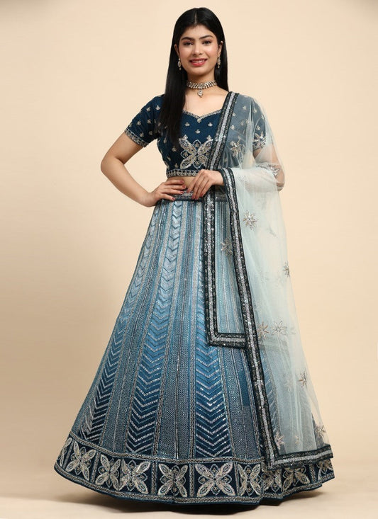Blue Bridesmaid Lehenga Choli With Heavy Embroidery Work