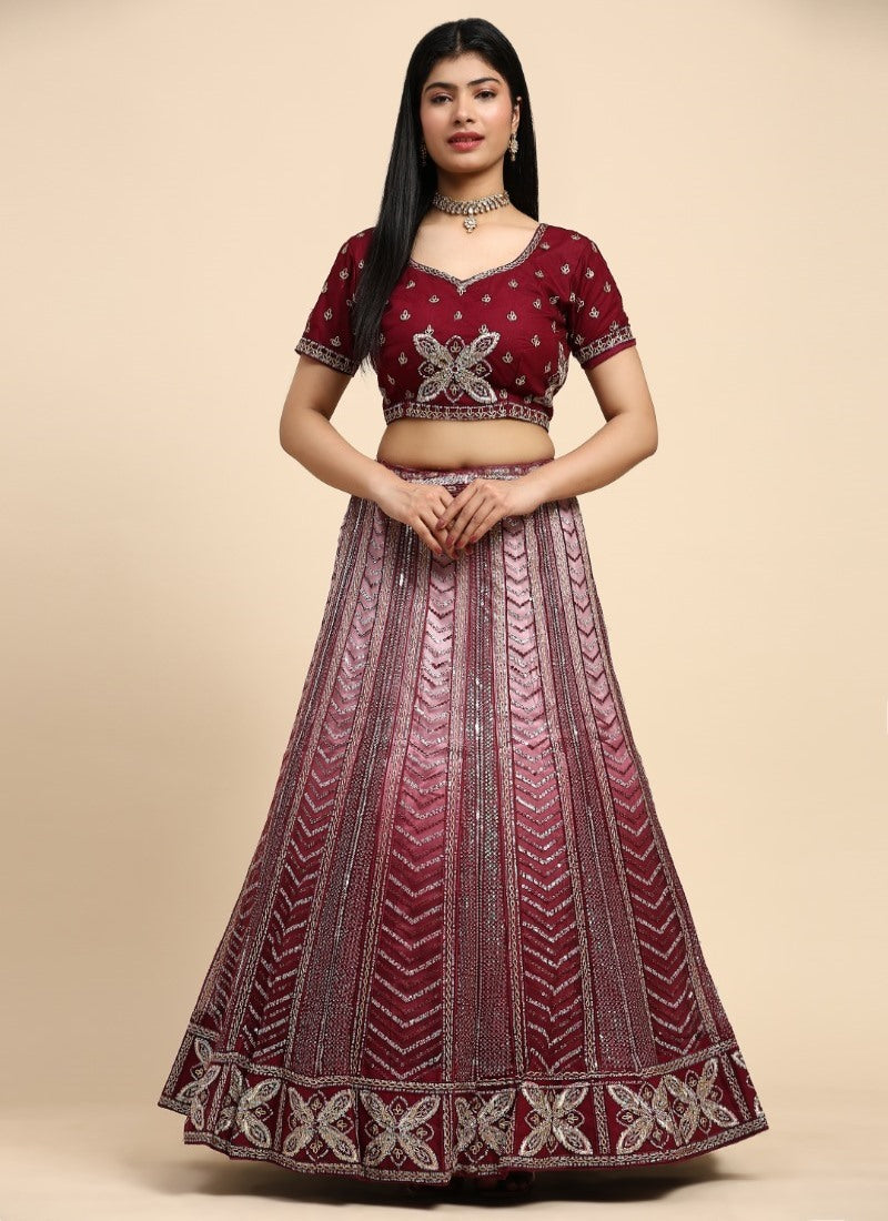 Red Bridesmaid Lehenga Choli With Heavy Embroidery Work
