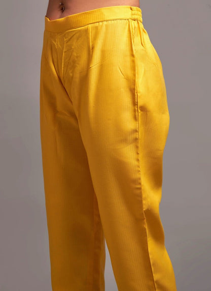 Yellow Viscose Pant Style Salwar Suit