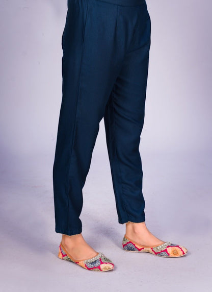 Blue Viscose Pant Style Salwar Suit