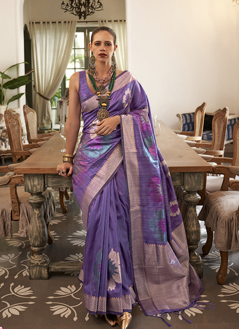 Purple Bollywood Style Silk Saree