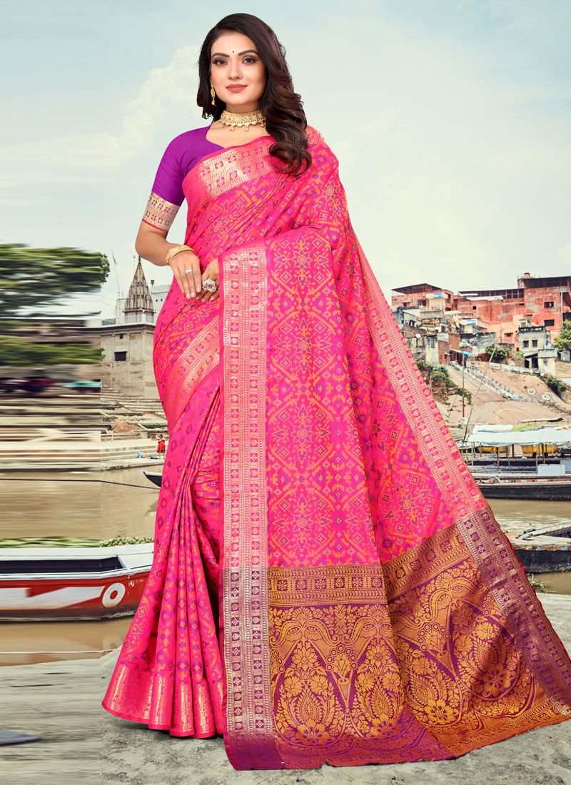 Pink Patola Silk Weaving Saree