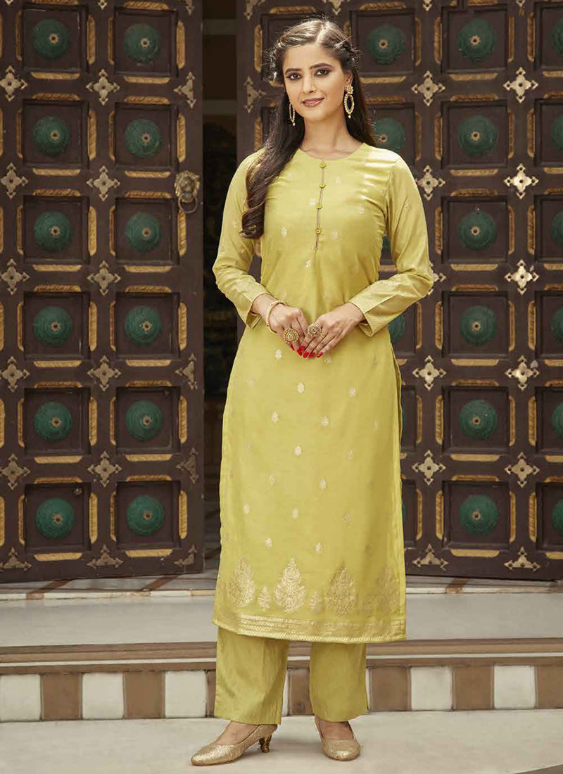 Yellow Straight Cut Salwar Suit