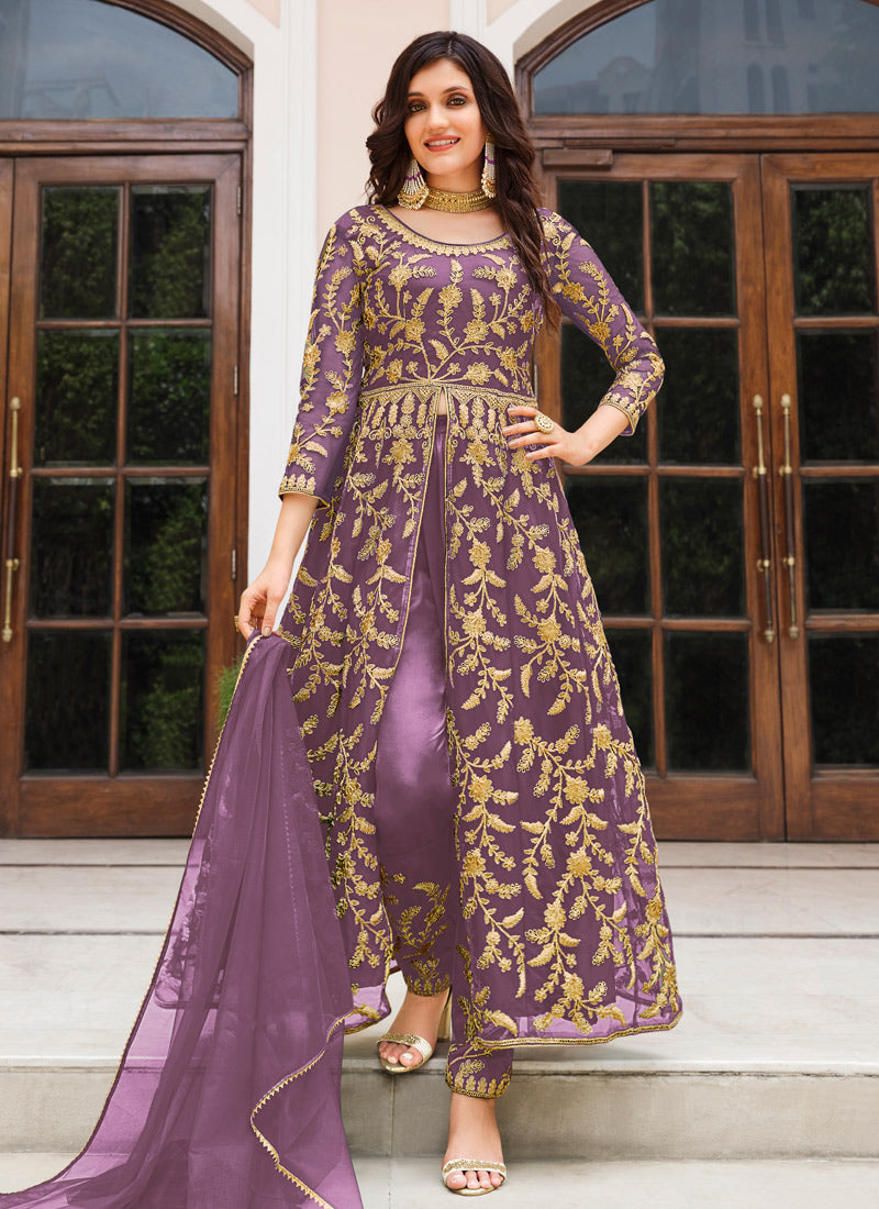 Light Purple Embroidered Pakistani Suit