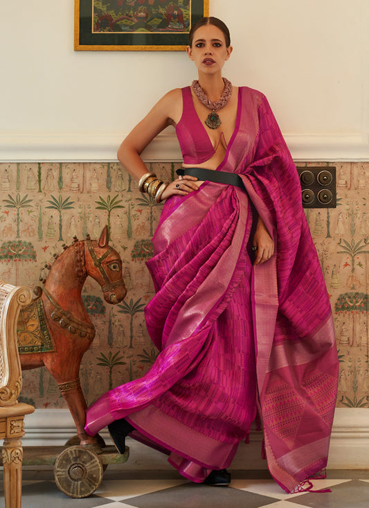 Magenta Bollywood Style Party Wear Saree