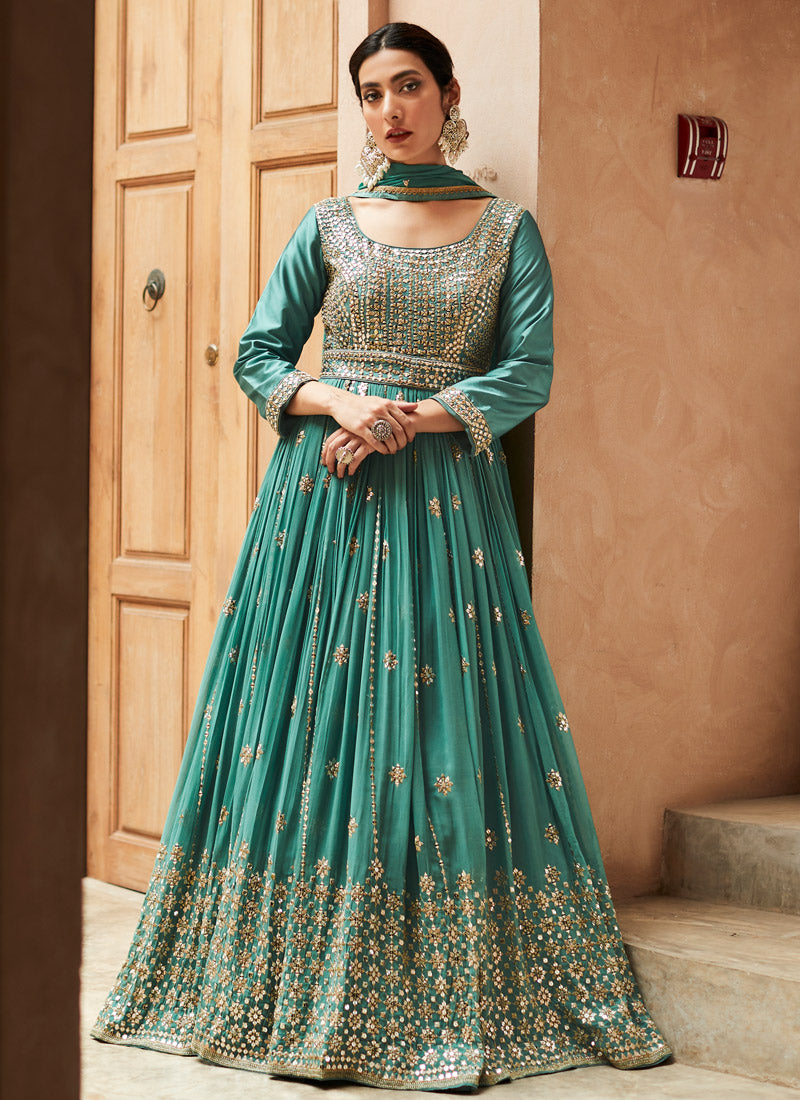 Tell Embroidered Georgette Anarkali Suit