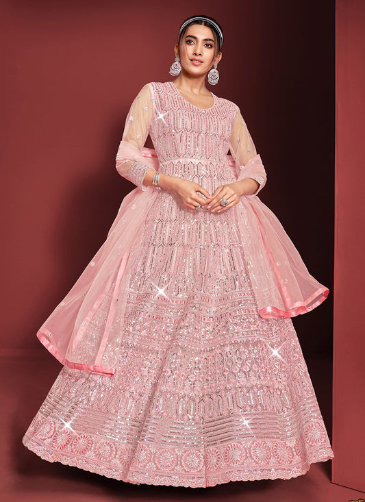 Pink Embroidered Anarkali Suit