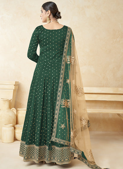 Green Taffeta Silk Anarkali Suit