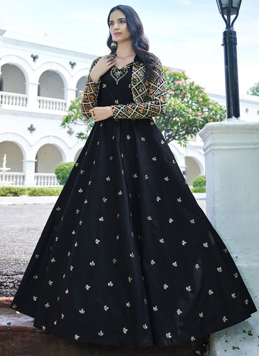 Black Anarkali Gown With Jacket