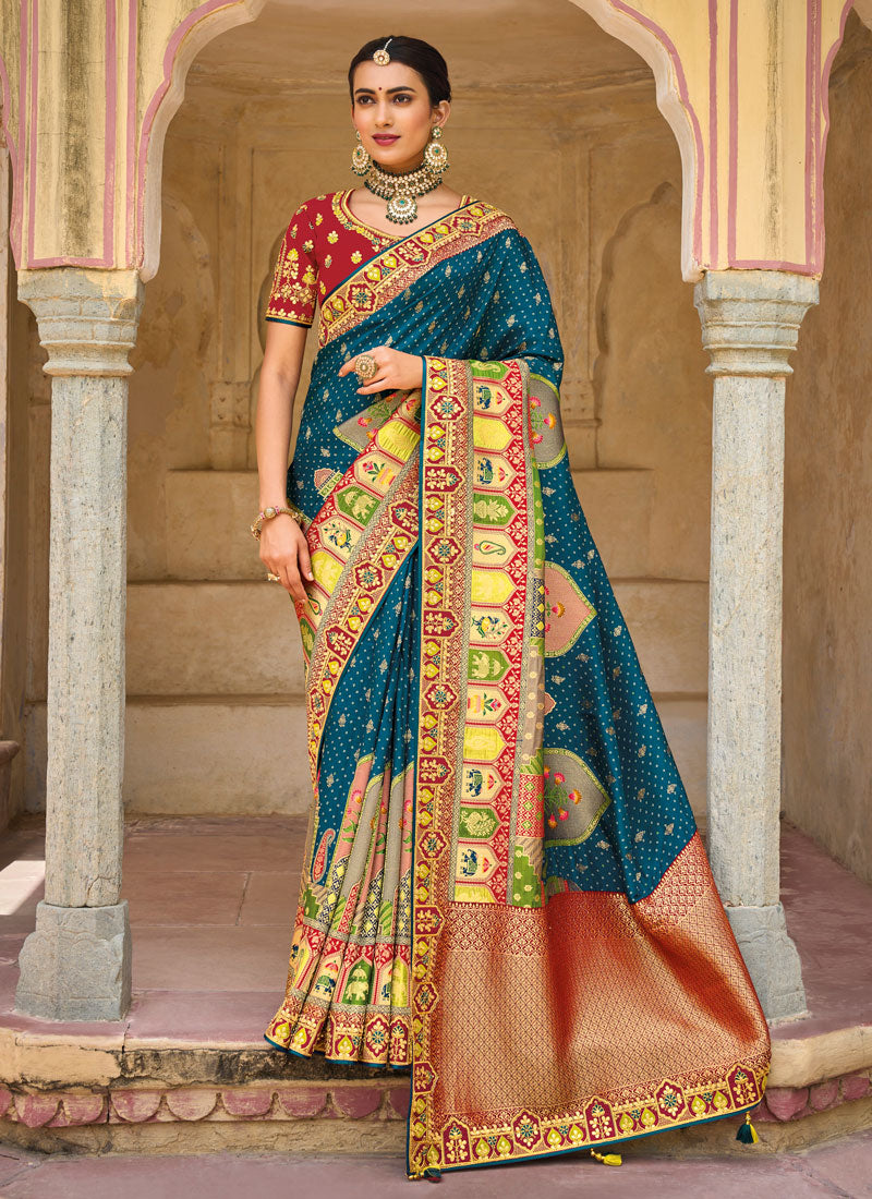 Blue Viscose Saree with Embroidery Border
