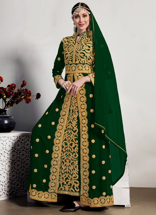 Green embroidery Georgette Abaya Suit