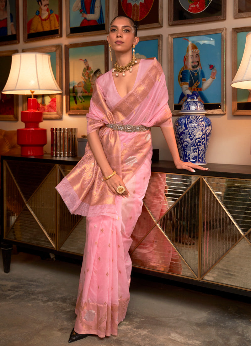 Light Pink Handloom Saree