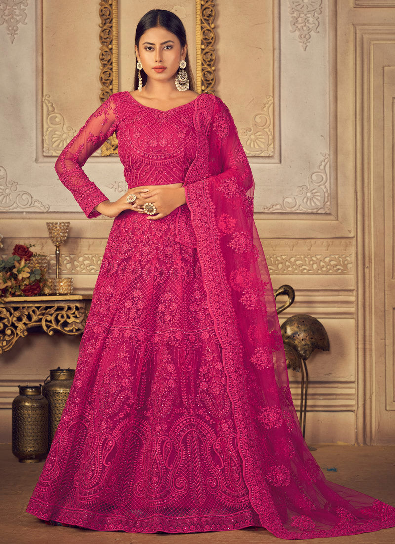 Pink Bridal Lehenga Choli with Heavy Embroidery Work