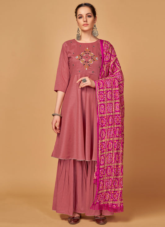 Pink Silk Sharara Style Salwar Suit