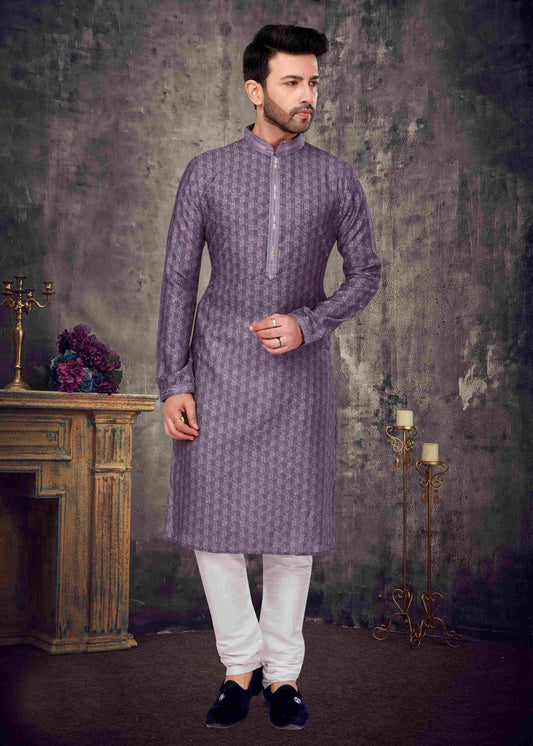 Purple Silk Kurta Pajama for Men's