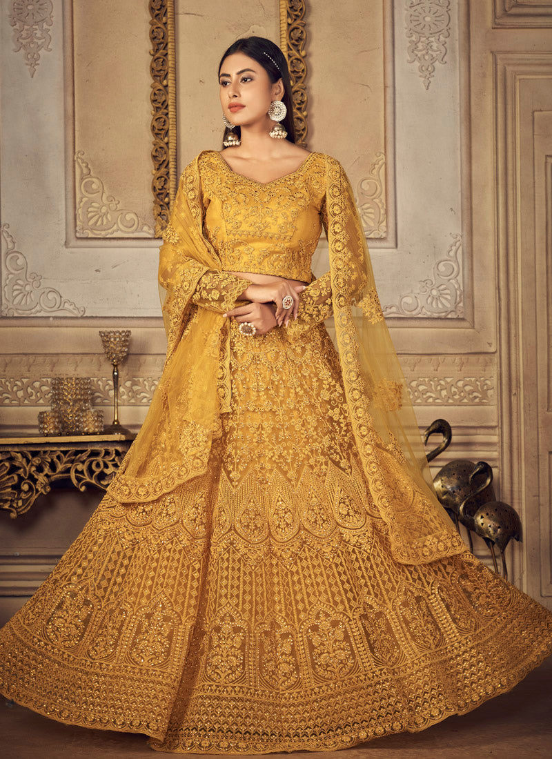 Yellow Bridal Lehenga Choli with Heavy Embroidery Work