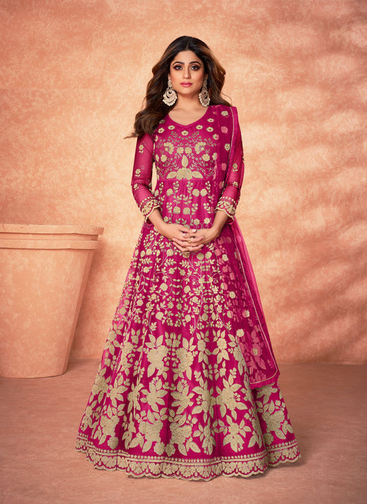Pink Embroidery Anarkali Suit